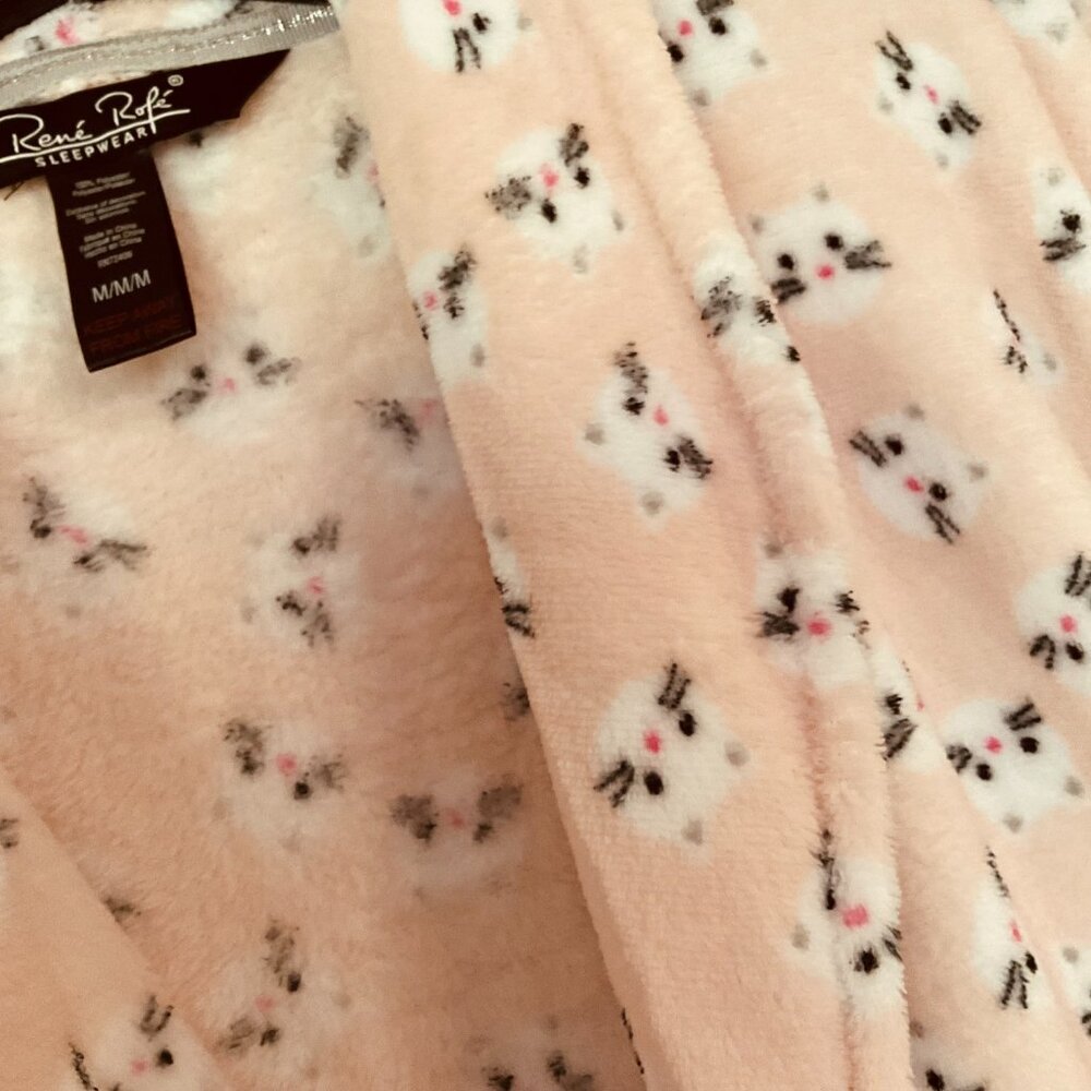 RENE ROFE Women's Plush Kitty Bathrobe NWT Size M